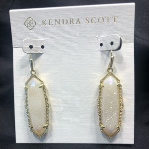 Kendra Scott white drusy earrings gold setting